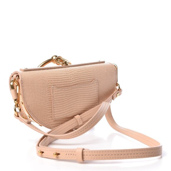 Chloe Calfskin Lizard Embossed Nile Bracelet Minaudiere Bag Pink - Picture 3 of 6